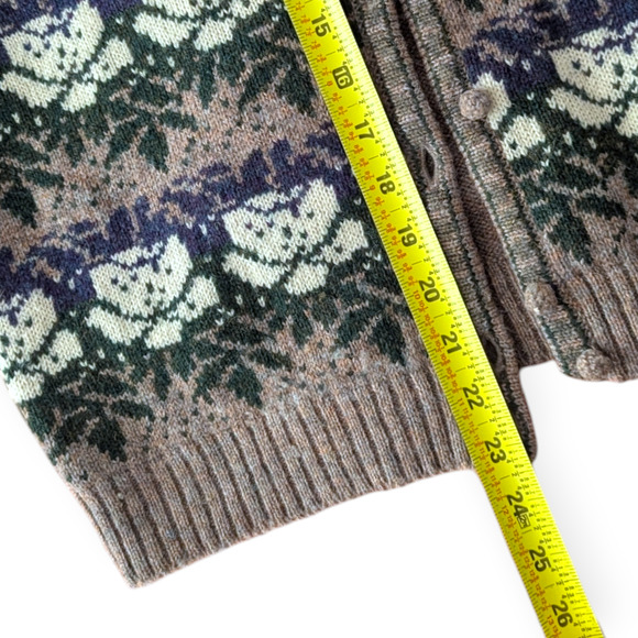 70s Villager Shetland Wool Button Down Floral Sweater Vest L - Picture 6 of 6